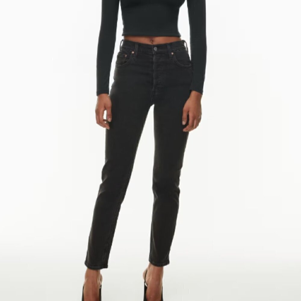 Denim Forum Aritzia The Yoko High Rise Slim Black Size 24